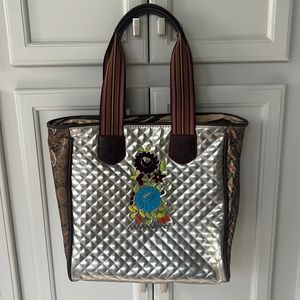 Consuela Metallic Snakeskin Tote
